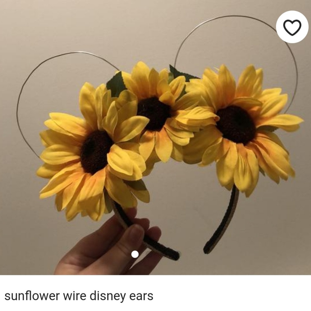 Mouse Ears Sunflower 2-sided Flower Headband - Picture 2 of 3